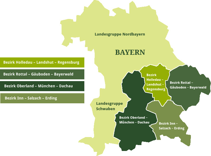 Karte der Verbände - Verband für Kleine Münsterländer Landesgruppe Südbayern e.V